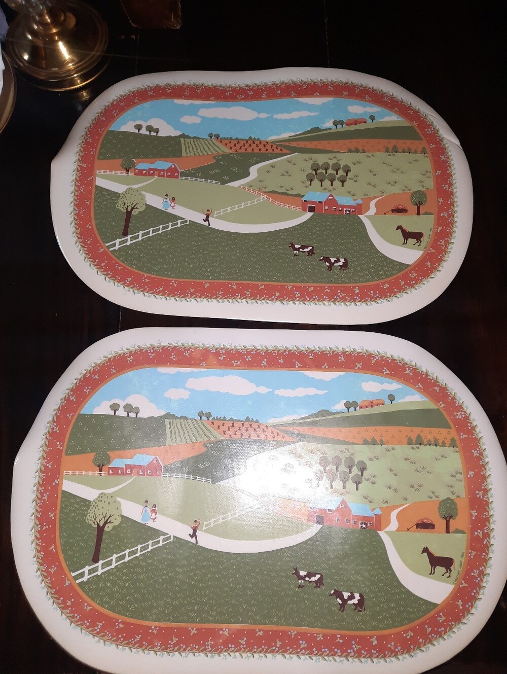Vintage Country Farm Scenic Oval Placemats